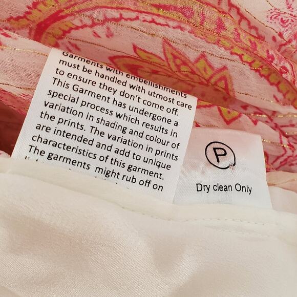 Rococo Sand Candy Dress Paisley Print Maxi Dress Chiffon Lace Pink Size Medium - Picture 12 of 12